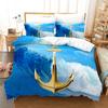 3D Printed Ship Anchor Bedding Set, Sailing Themed Down Duvet Cover, Pillowcase 2/3 Pieces, Boys Room Full Size Quick Drying Quilt Cover