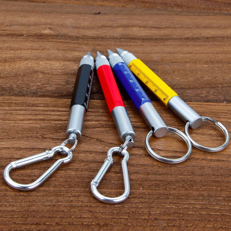 Multifunction Tool Pen Six-in-One Metal Pen Screwdriver Hexagonal Touch Screen Carabiner Small Scale