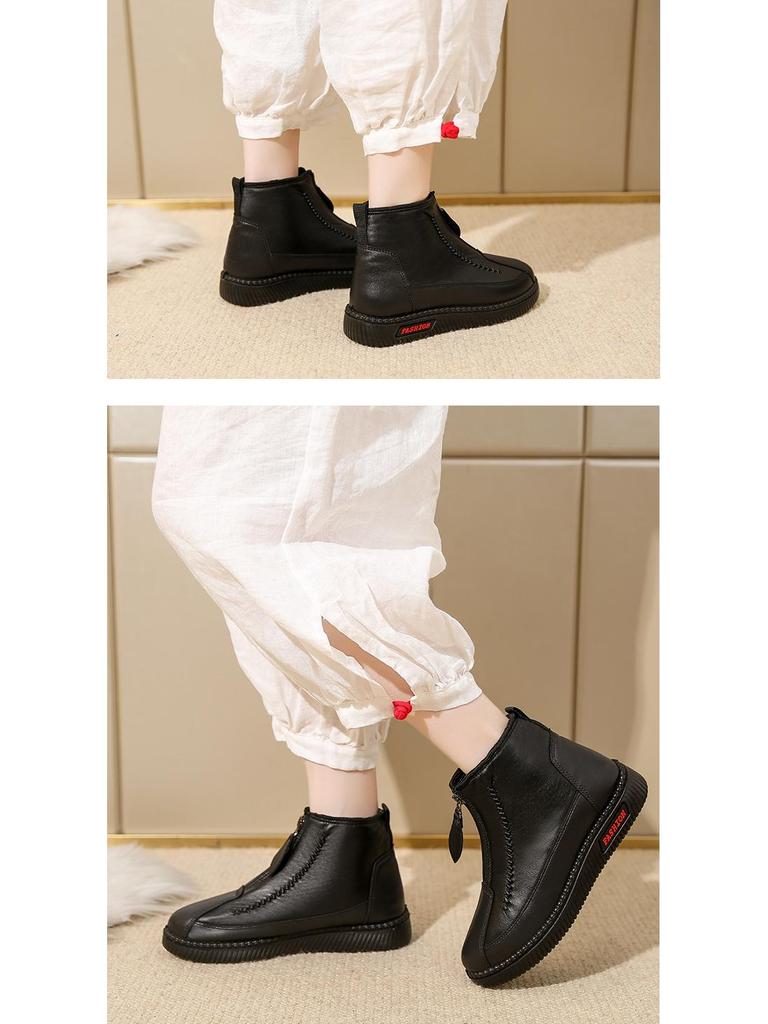 Women's Warm High-Top Velvet & Cotton Shoes with Polyurethane Sole - Perfect for Middle-Aged & Elderly Comfort