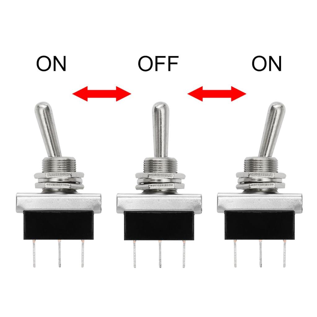 Heschen Metal Toggle switch Flick Flip, KN3D-103, 12V 25A, SPDT, ON/OFF/ON, 3 Positon, 3 Pin, for Car Dash Light
