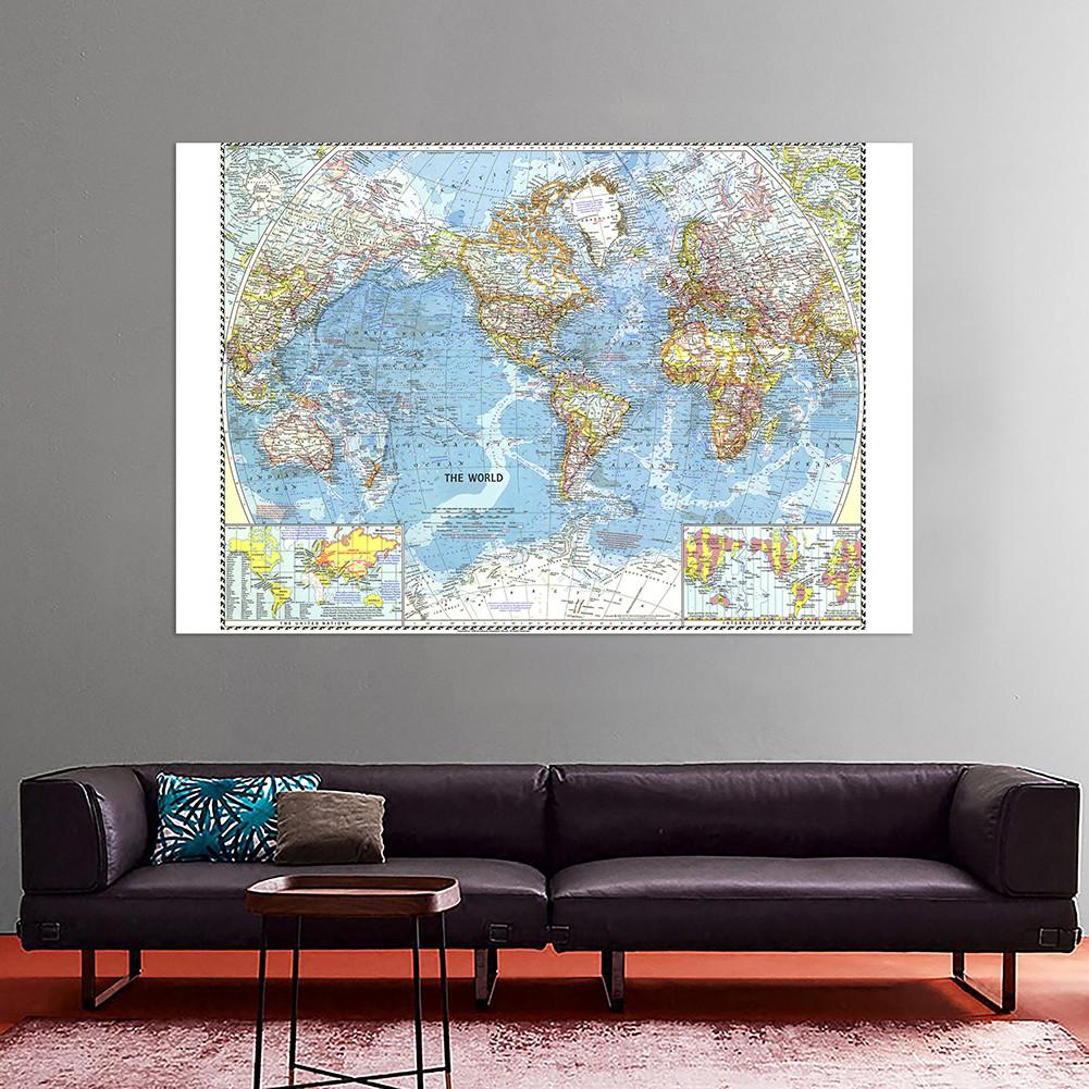 -MAP- World Map (1960) World Map Poster Prints Wall Posters,Tourism/Educational Tool,Decorative Hanging Picture