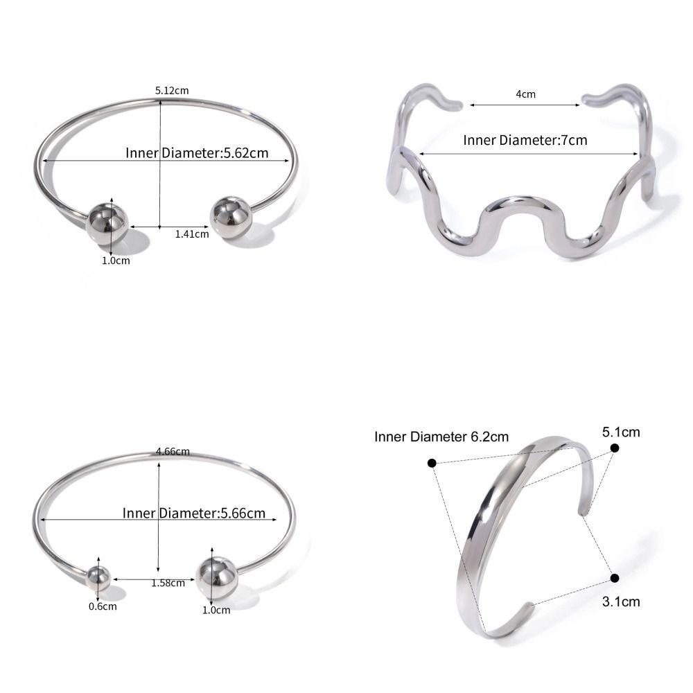 Hypoallergenic Geometric Shape Open Bracelet Stylish Hand Ornament Women