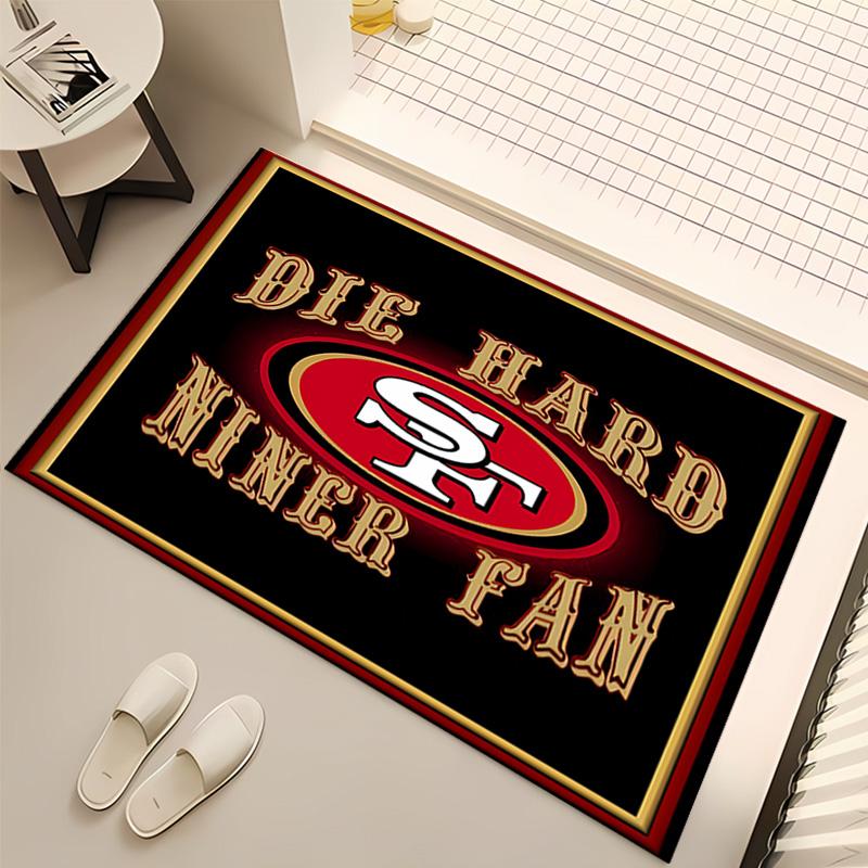 1 Stück San Francisco 49ers LOGO Druck Teppich - Weich, Waschbar, Rutschfest, Indoor-Matte, Wohnzimmer, Home-Office Dekorativer Teppich, Büro Dekorativ