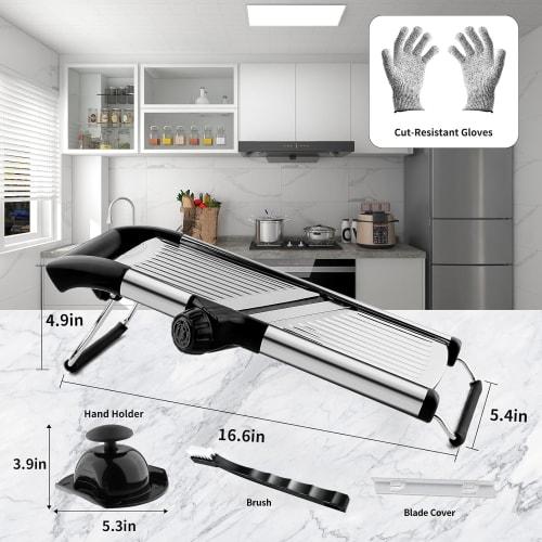 VEKAYA Mandoline Slicer, Kitchen Mandoline Slicer, Adjustable Stainless Steel Mandoline, Vegetable Slicer for Potatoes, Onions, Cucumbers, Tomatoes, a