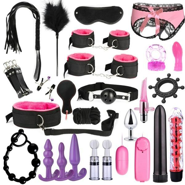 26pcs Sexy Lingerie Nylon Bondage Sex Toy Exotic Set Accessories Sexual Anal Plug Porn Toys Sex Suit