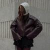 Zip Leather Jacket Women Leather Jacket Women Casual Lapel Vintage Coat