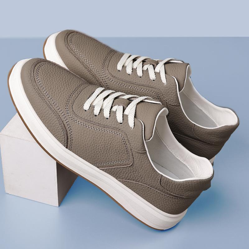 The First Layer of Cowhide Men's Casual Shoes, Genuine Leather Breathable Men's Small White Shoes, Board Shoes 2025 Autumn New Leather Shoes Me
