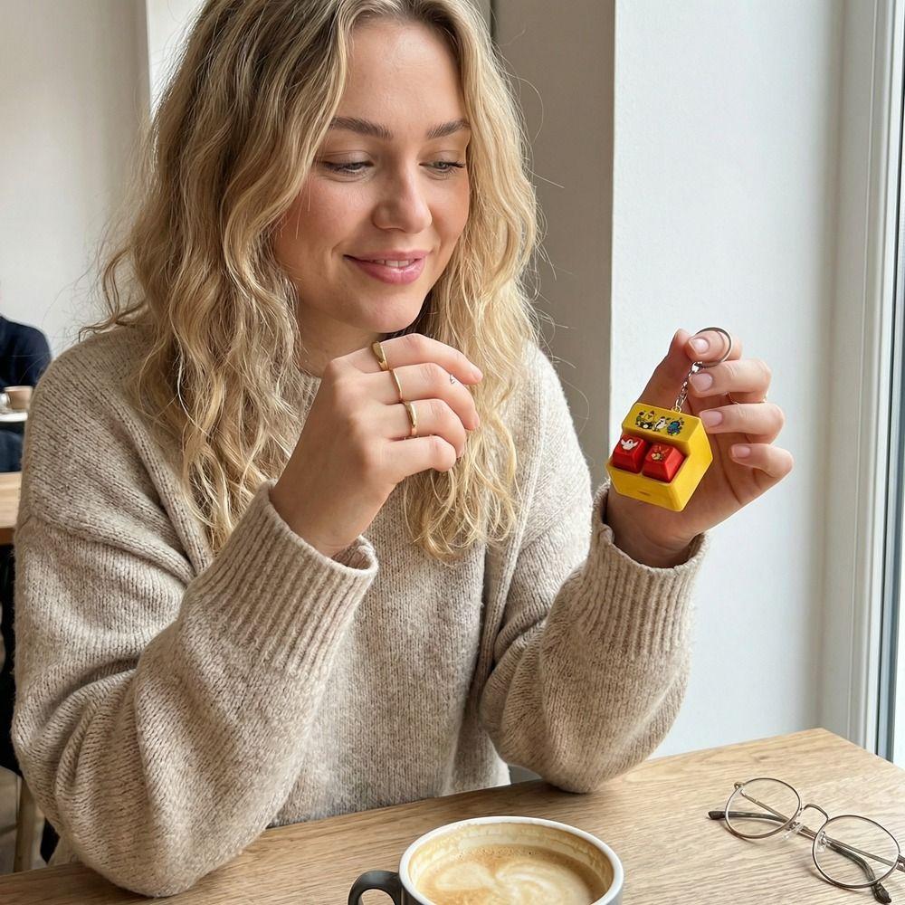 Fingertip Button Keyboard Games Keychain Plastic Phone Stand  Hanging Ornament