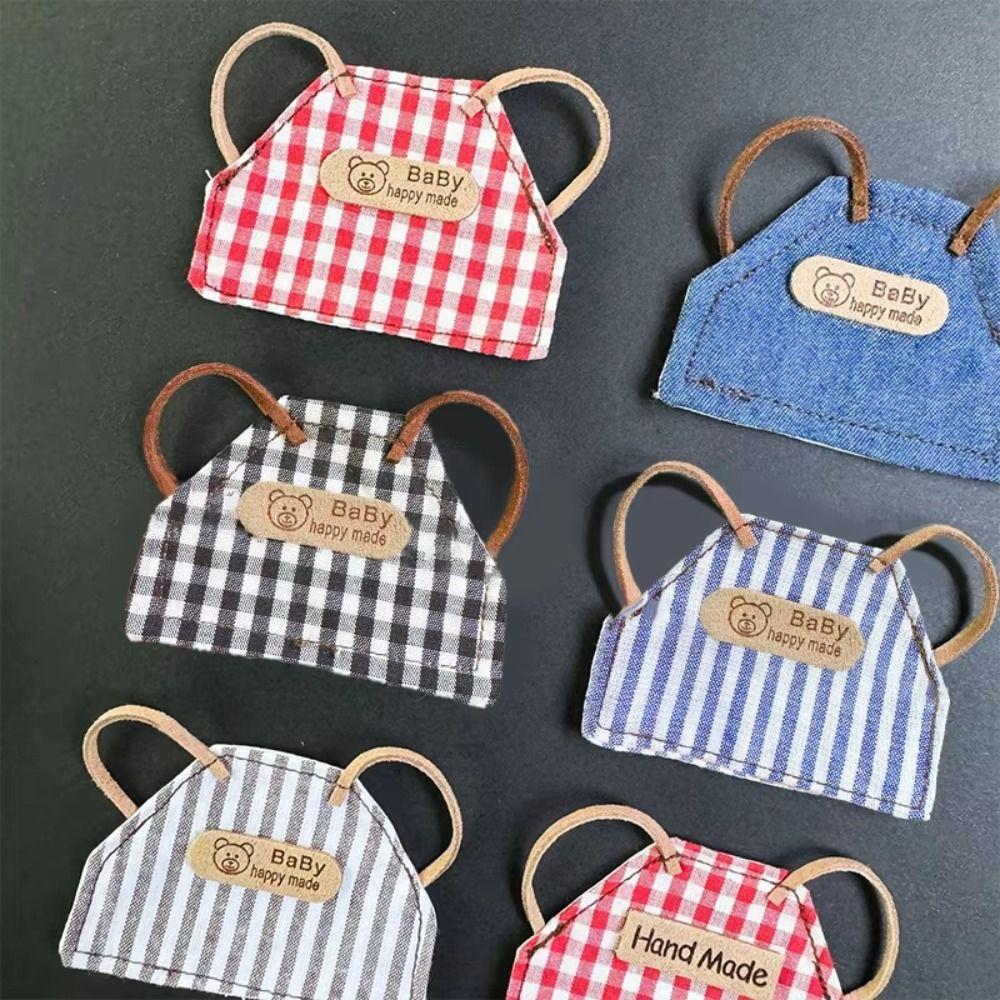 

Dress Up Doll Clothes Plaid Striped Plush Dolls Outfit Adult Children Doll Denim Apron Girls Toy Style 6