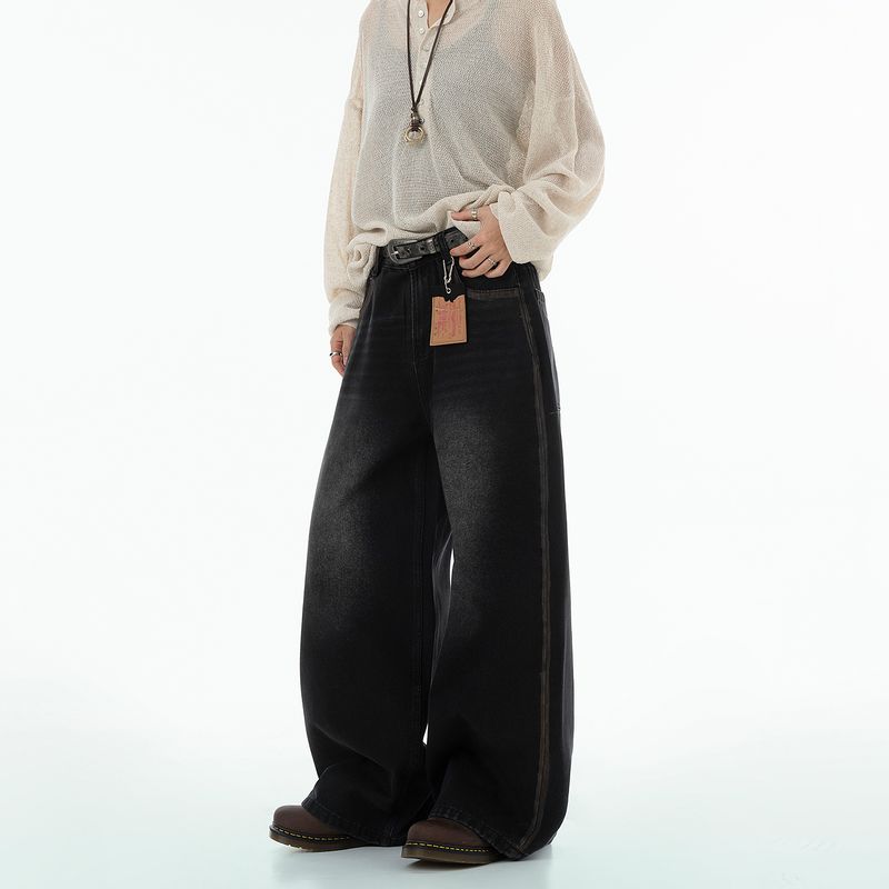 

Dream Made American-Style Design Jeans for Men, Autumn 2025 New Loose Straight Wide-Leg Long Pants Black 2XL