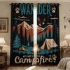 2pcs Camping Printed Perforated Blackout Curtains   Multiple Sizes For Living Room   Bedroom   Home Decoration   Easy To Install