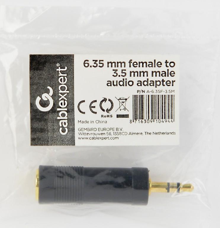 Cablexpert 6,35 mm Buchse auf 3,5 mm Klinke Audio-Adapter | A-6.35F-3.5M