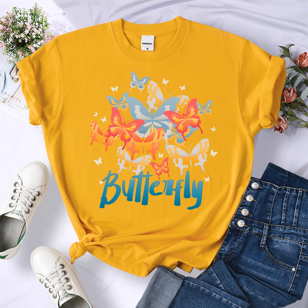 Summer Colorful Butterfly 3D Printed T Shirts Women Multicolor Soft T-Shirt Summer Hip Hop Clothing Crewneck Y2K Female Short Sleeve