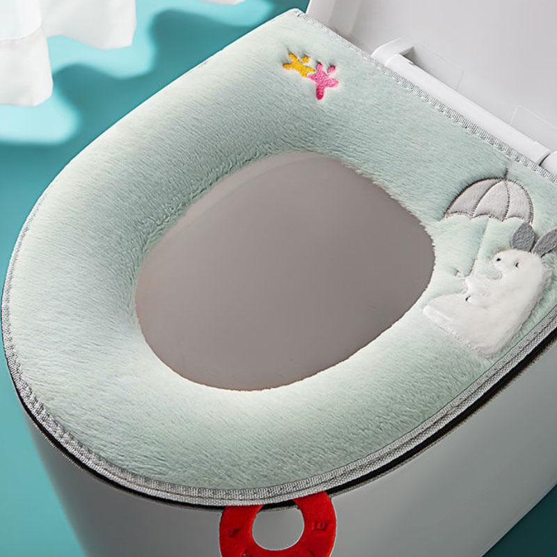 Сиденье для унитаза Универсальная молния Водонепроницаемая антибактериальная мультяшная милая вышивка 1pcs