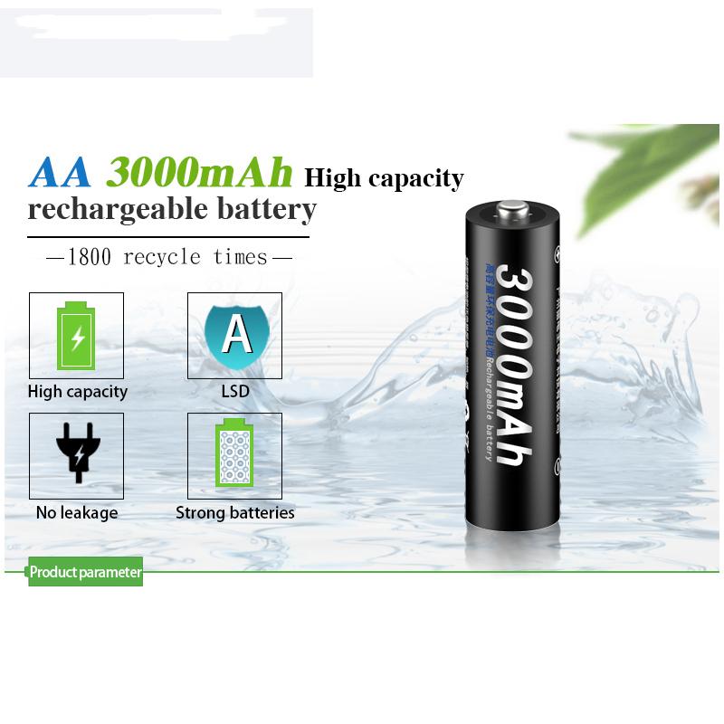 PALO 8Pcs/Set Rechargeable AA 3000mah NI-MH 1.2V Battery + Efficient LCD Display Battery Charger