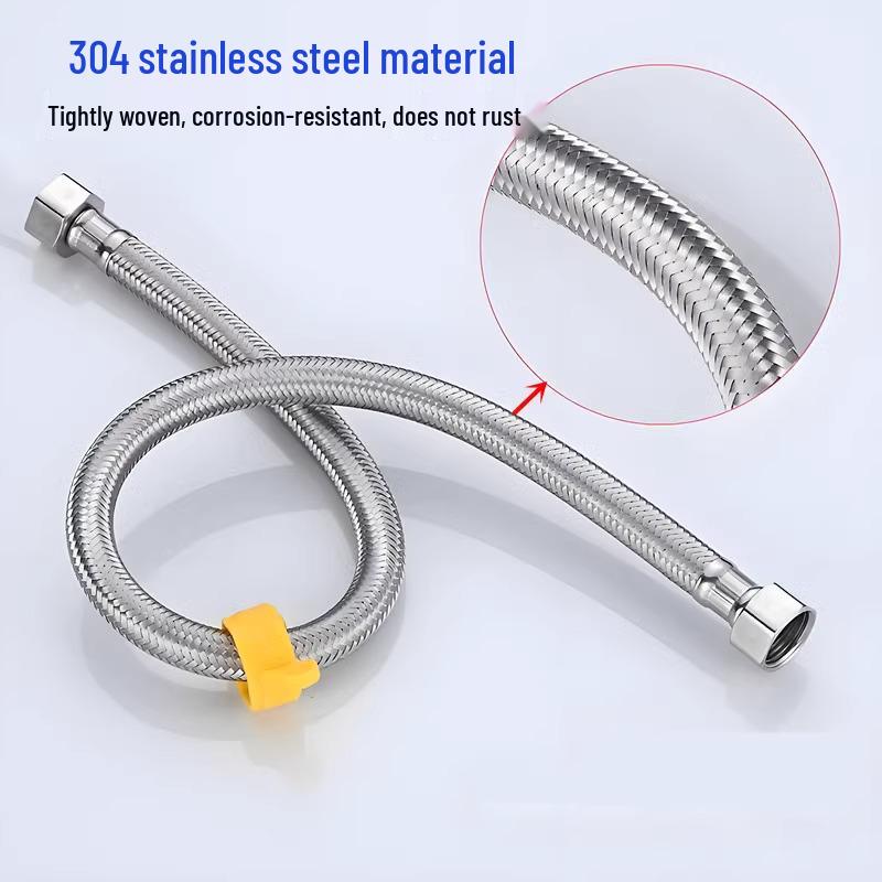 304 Stainless Steel Braided Inlet Hose for Hot/Cold Water Heaters & Faucets – High-Pressure Extension Pipe