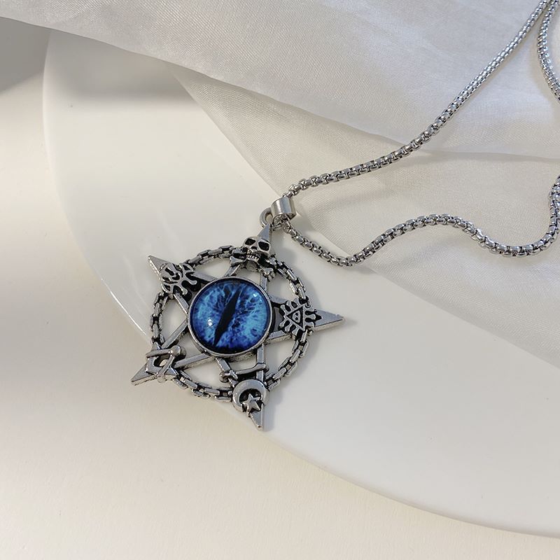 Vintage Evil Dragon Eye Pentagram Craniu pandantiv colier Punk stil gotic Colier petrecere bijuterii cadou neutru