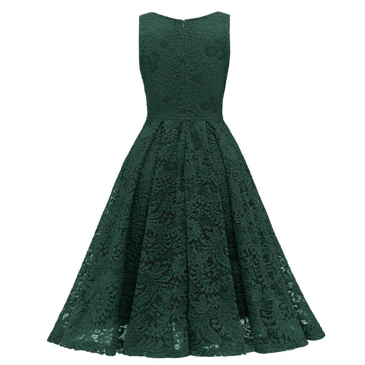 Elegant Vintage Lace Dress for Women V Neck Ruched Bust Cinched Waist Milkmaid Prom Skater Midi Cocktail Evening Party Formal Special Occasion Outfits