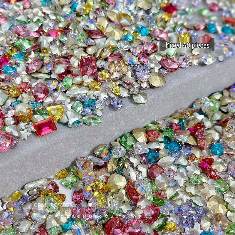 

Flash Manicure Mixed Color Heart & Marquise Nail Drill Gems