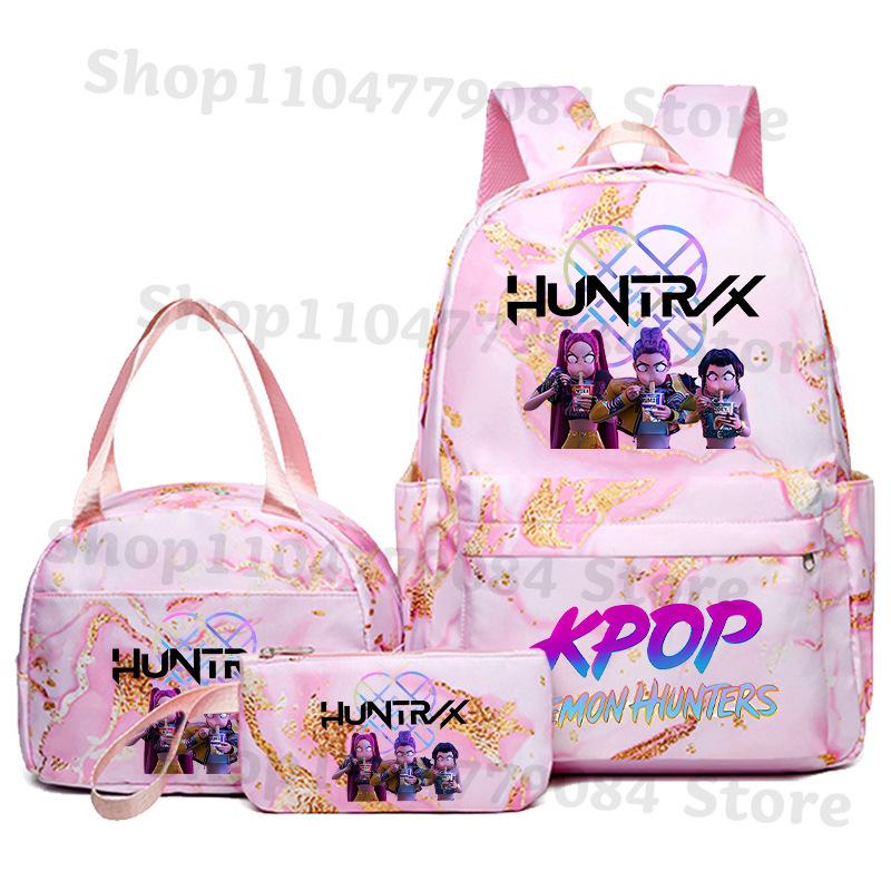 Korean Drama Demon Hunter Backpack Lunch Bag Pencil Case Set Student Animation Fashion School Bag Pencil Case Lunch Bag