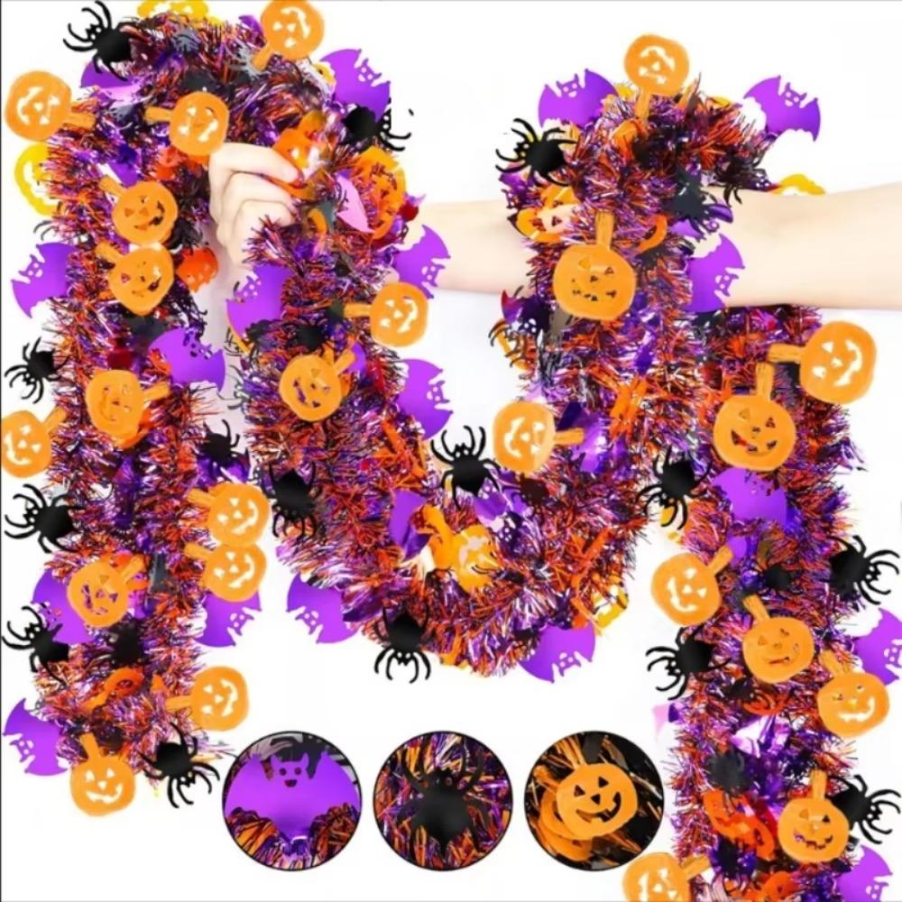 Halloween Streamers Strips Hanging Pendant Pumpkin Spider Bat Colorful Strips Garlands Happy Halloween Day Party Decor For Home