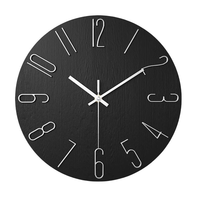 12 Inch Minimalist Decoration Wall Clock Living Room New Light Luxury Modern Simple Nordic Clock Hanging Wall Ins Hole Free