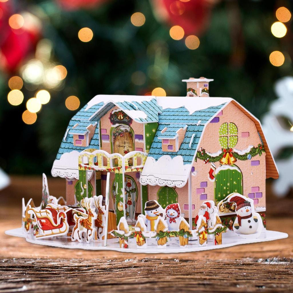 Christmas DIY Puzzle Children 3D Building Model Dollhouse for Teens Adults