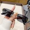 European and American fashion frameless sunshades gradually change color trend square small frame women's sunglasses UV protection sunglasses