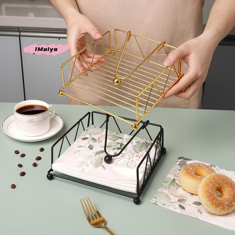Rustieke Metalen Servethouder Vierkante Papier Organizer voor Keuken Huis Restaurant Cafés - Tafelblad Decoratieve Servethouder