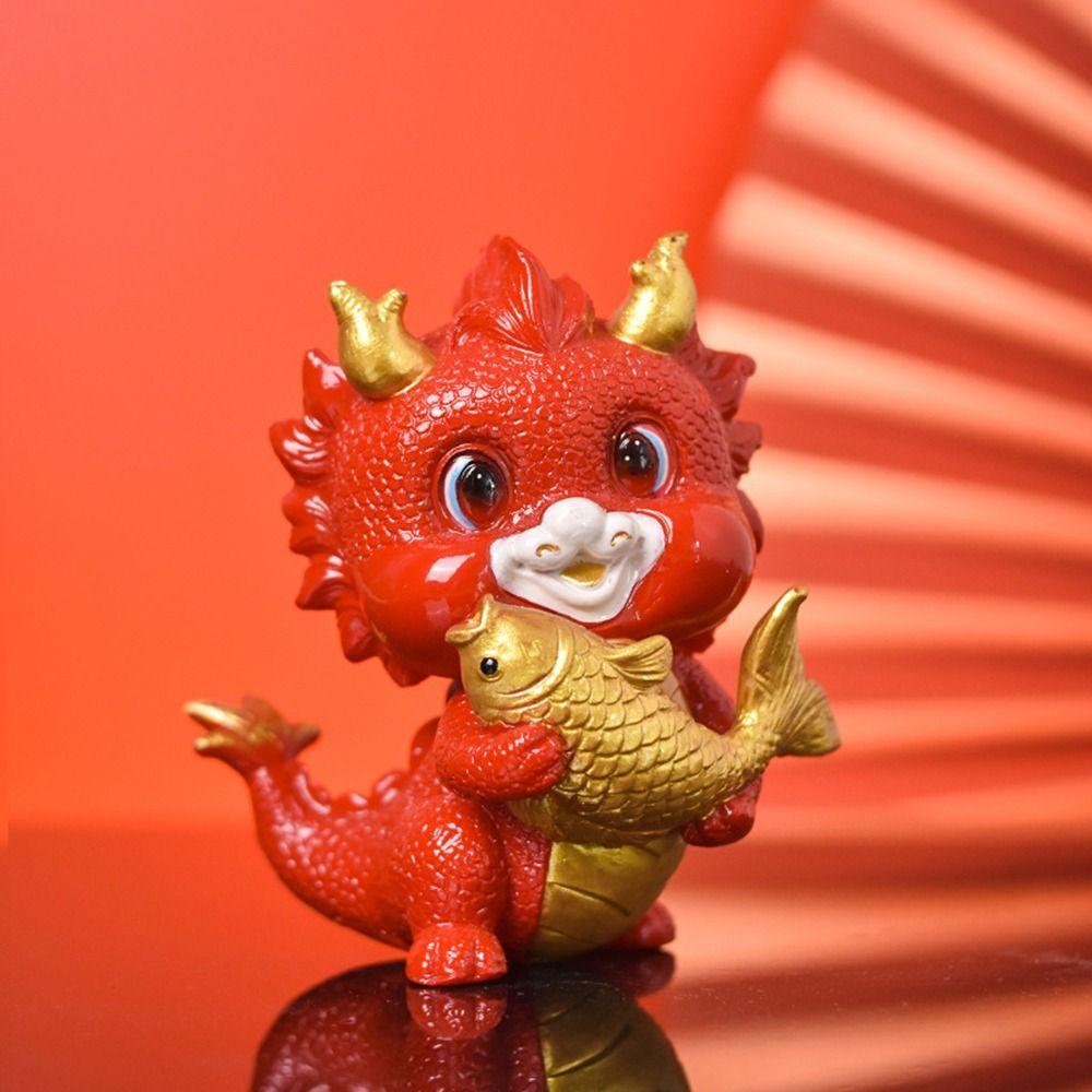 Resin Chinese Zodiac Dragon Statue Handcraft Miniature New Year Ornament National Tide Micro Landscape Mascot Decoration Hoom