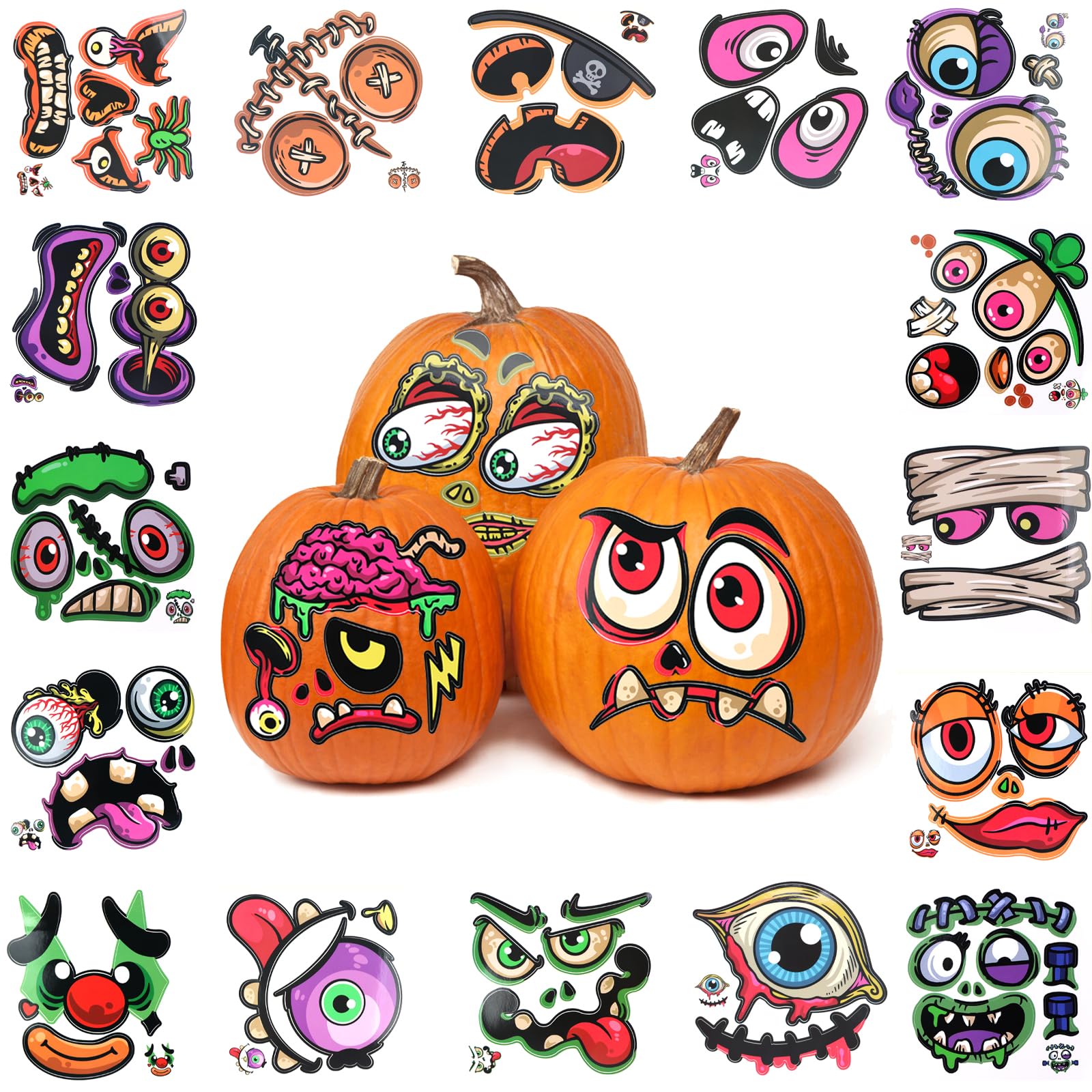 

DARENYI Хэллоуин 19 Тыква Тыква Декоративная Эмодзи Тыква Оберточная Декорация Страшные и Смешные Эмодзи Наклейки с Выражением Лица для Школы и Многого Другого