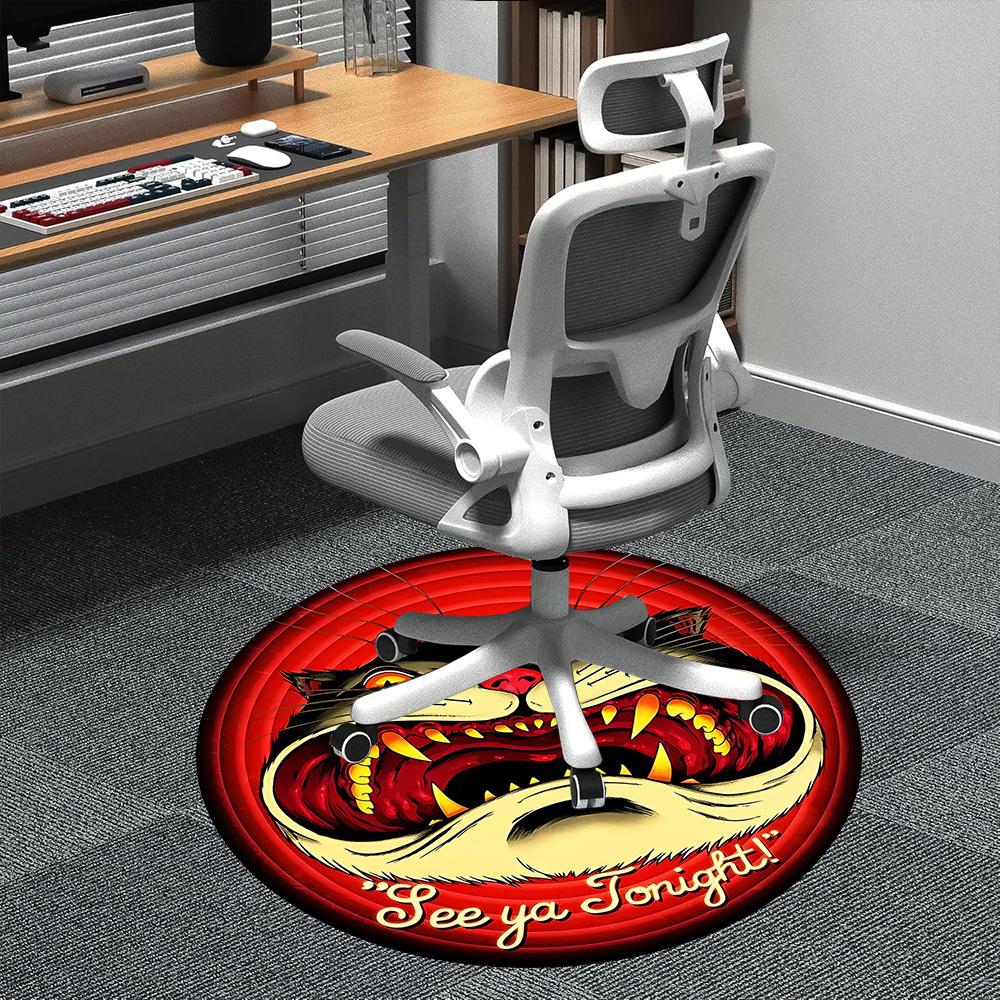 

1pc Night Cat Office Round Area Rug, Indoor Mat Suitable ForOffice, Under Office Chairs Bedroom Living Room Home Decor, Room Deco, n22 80cm by 80cm