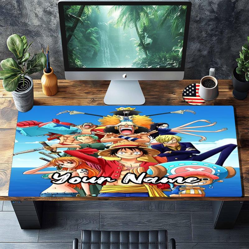 Custom Name One Piece Theme Mouse Pad, Non Slip Rubber Base, Multifunctional Office & Home Decor, Perfect for Workspace Personalization.