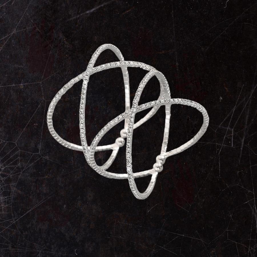 A Minimalist European And American Style Open Cuff Bracelet Adorned with Full Rhinestones, Featuring a Silver-Plated Design