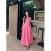 French Holiday Style Sleeveless Dress Women's Summer New Rose Red Waist Long Dress Niche Design Temperament