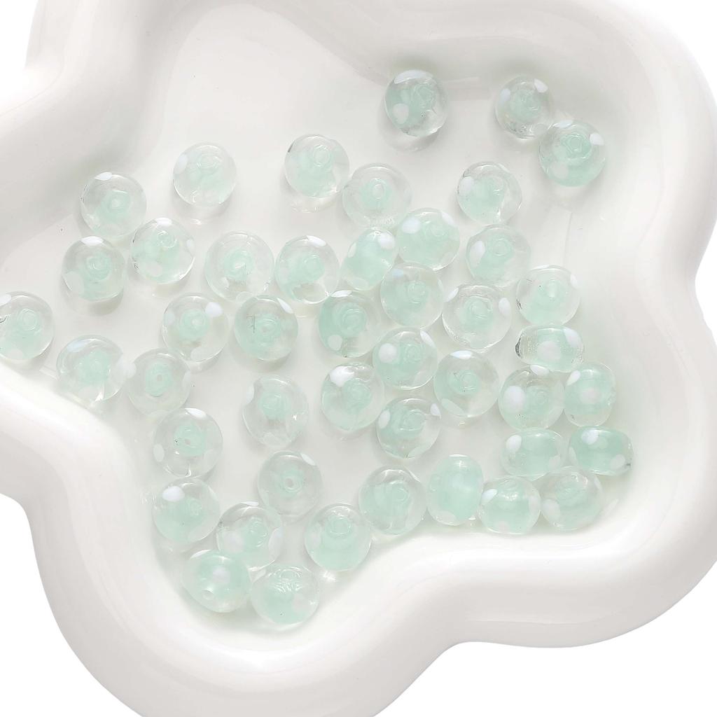 1pc [12x8mm] White Polka Dots Wheel Beads Transparent Flat Round Beads Transparent Glass Wheel Beads DIY Handmade Accessories
