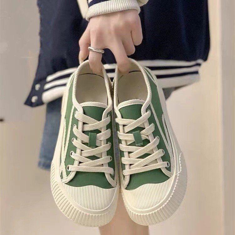

Magic sneakers white autumn thick-soled big-head board shoes cute board muffin round head heightening bread 40 зелёный