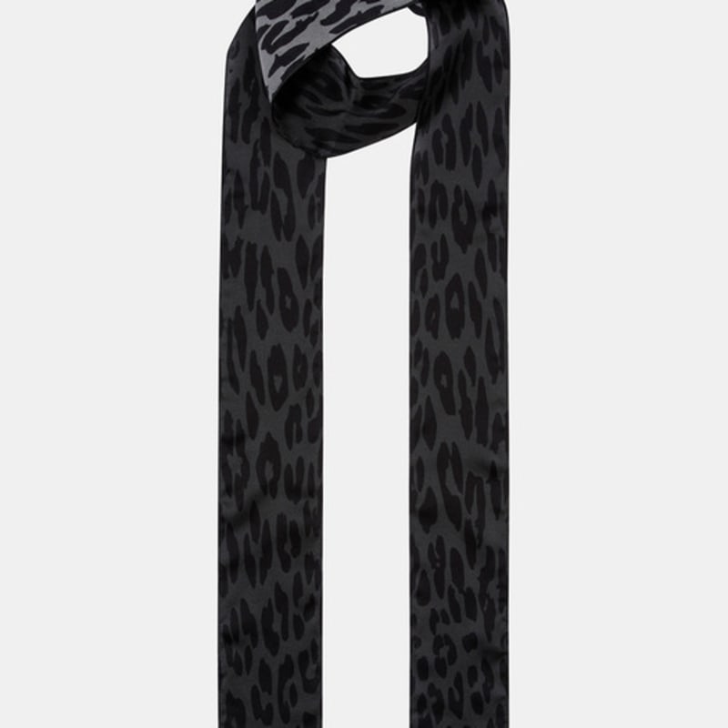 RECLOW LEOPARD SILK LONG SCARF KHAKI Scarf