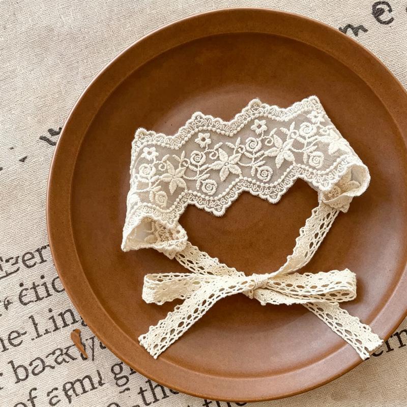 Koreanisches Spitzen-Stirnband Baby Weißes Blume Besticktes Spitzen-Haarband Süßes Florales Mädchen Prinzessin Kopfschmuck Neugeborenen Fotografie Requisiten