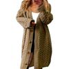 Women Stylish Autumn Winter Mid Length Relaxed Fit Cardigan Sweater Jacket Buttons Closure Streetwear Clothes