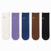 Female Spring and Autumn Color Embroidery Vertical Bar Rolled Edge Antibacterial Drum Pile Pile Cotton Socks