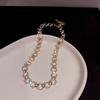 Japanese Korean Geometric  Pearl Chain Unique Temperament  Necklace Gift
