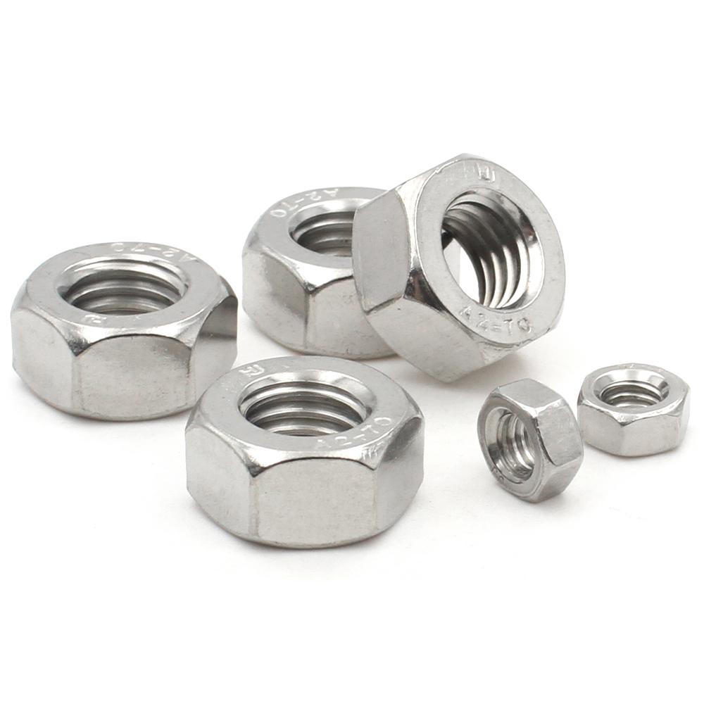 304 Stainless Steel 1/2/5/10/20/25/50 pcs M1 M1.2 M1.4 M1.6 M2 M2.5 M3 M3.5 M4 M5 M6 M8 M10-M36  Hex Hexagon Nuts DIN934 Metric
