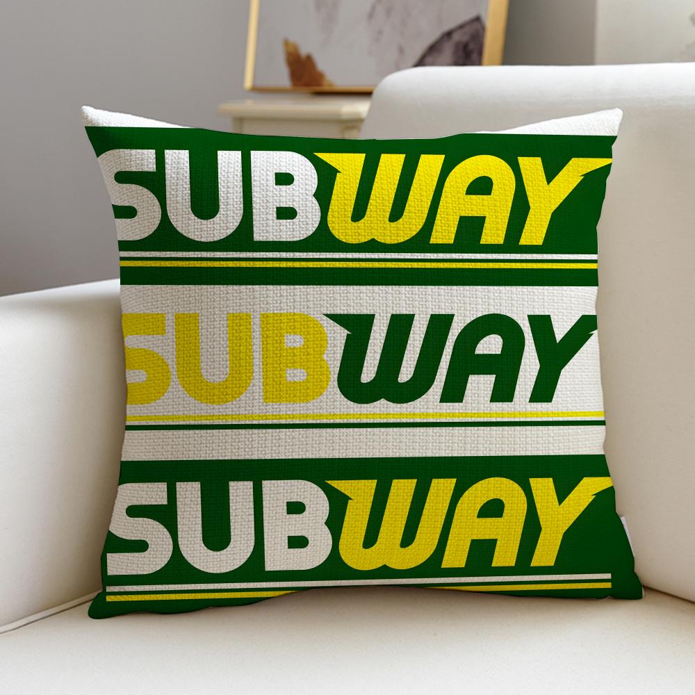 Classic SSubwayS Cushion Cover Breathable and skinfriendly linen pillowcase square removable and washable cushion