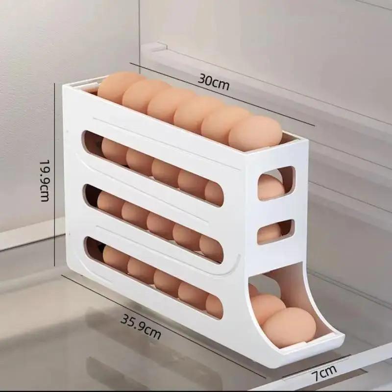 Refrigerator Eggs Storage Box Rolling Kitchen Container Eggs Rolling Rack Home белый 2980₽