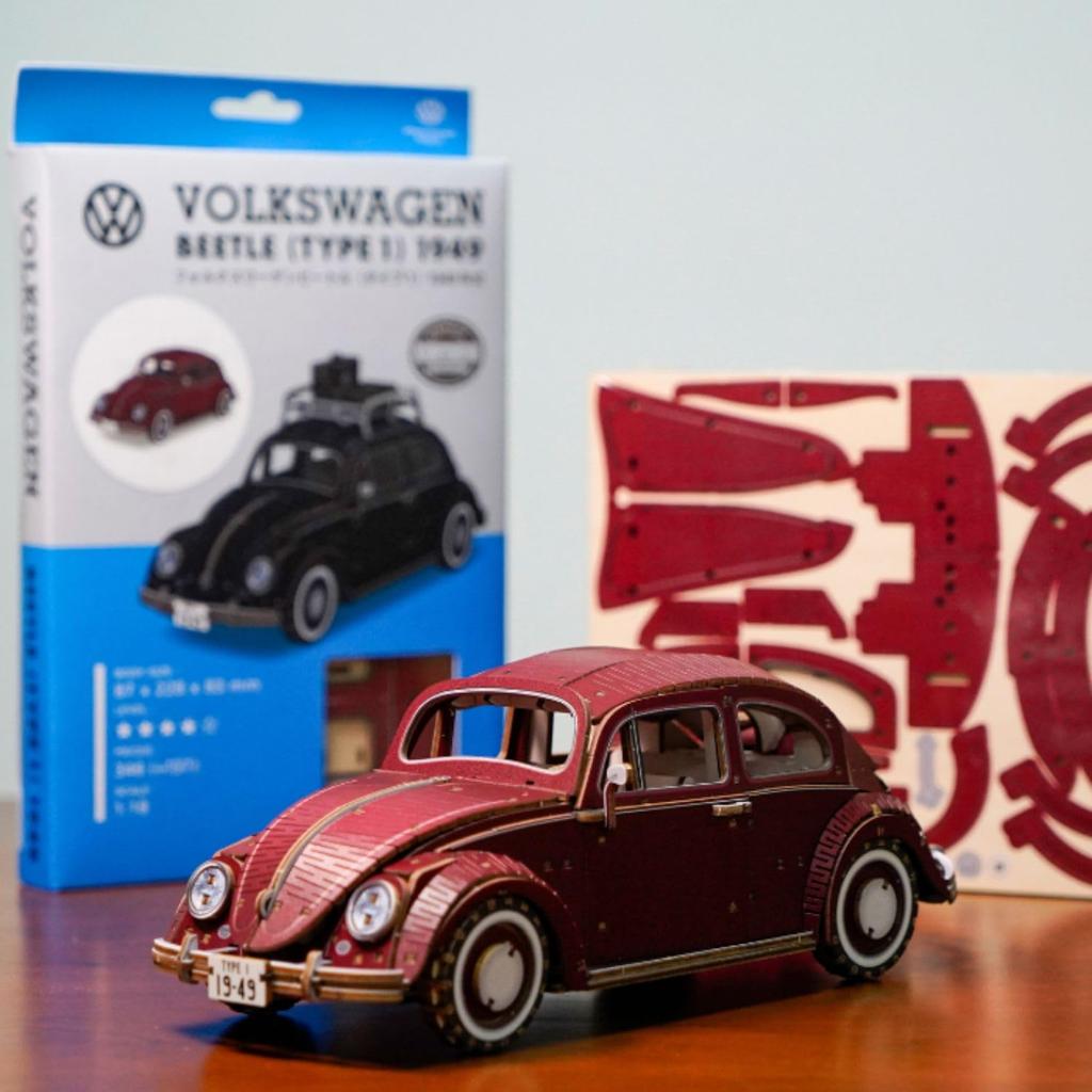 VW Beetle Type 1 3D Puzzle Wooden Model Kit for Adults 3D Puzzle with Illustrated Assembly Instructions Great for Perfect As a Summer Vacation Craft