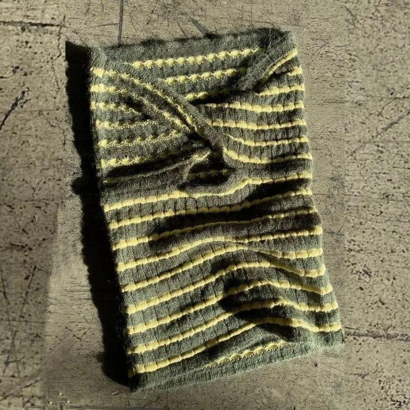 

Модные полосатые вязаные майки для женщин, летние каникулы, сексуальные укороченные топы без бретелек Y2K, облегающие трикотажные майки 30570 S chamoisee