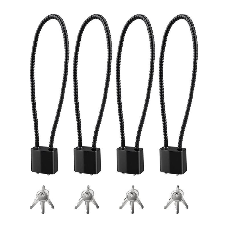 Fresh Heavy Duty 15 Inch Keyed Wire Lock Cable(4 Pcs) With Keys, Bike Cable Locks For Bicycle Cabinet, Fence, Gate Lock чёрный