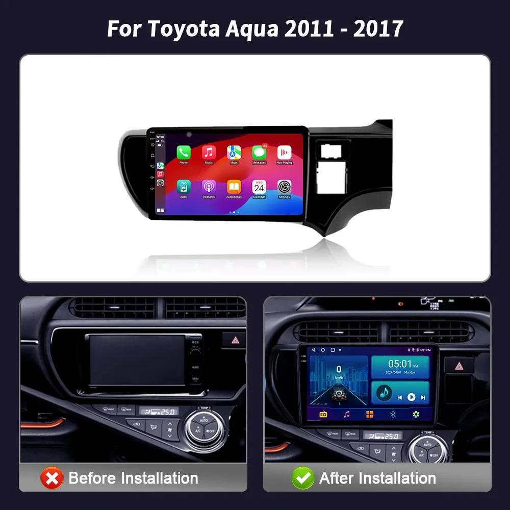 Wireless CarPlay Touch Screen Stereo Android 14 For Toyota Aqua 2011-2017 Car Radio Multimedia Navigation Touch Head Unit Screen
