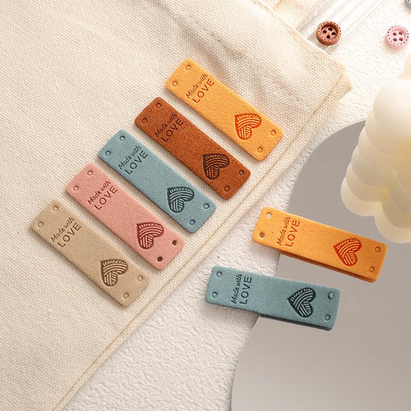 10Pcs Multicolor Rectangle Heart Leather Labels For Garments Tag Sewing Supplies Handmad Materials Diy Crafts Decor